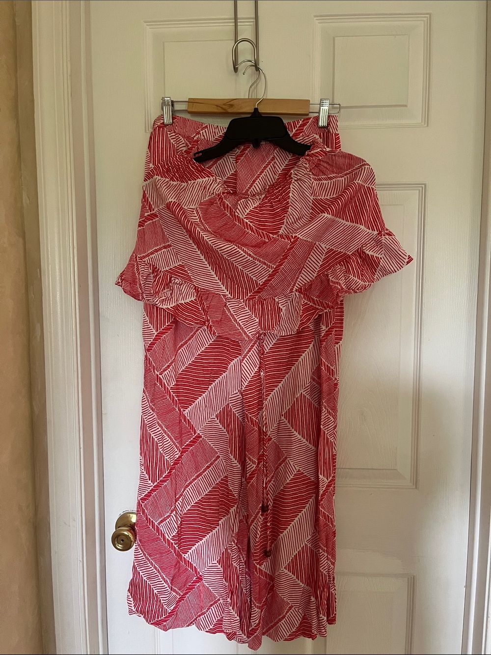 MAEVE Red Patterned Women's WIDE LEG PANT TWO PIECE SET -size S